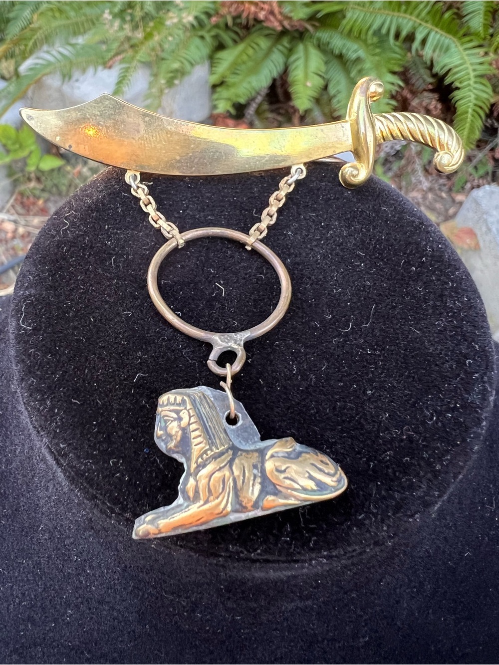 Gold-Tone Sphinx Dagger Brooch - Gold